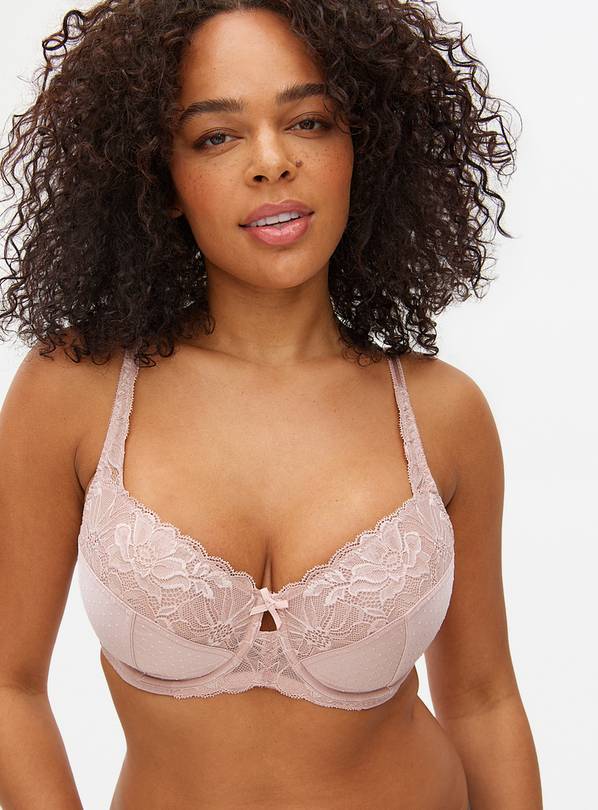 DD+ Mink Floral Lace Non-Padded Underwired Bra 38F